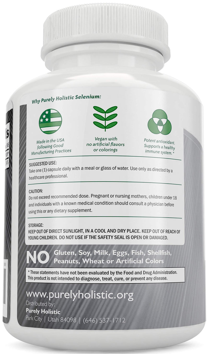 Selenium 200mcg - 365 Vegan Capsules not Tablets - Pure & Yeast Free L-Selenomethionine for Improved Absorption - Thyroid, Heart, and Immune System Support - Antioxidant Trace Mineral - Made in USA - NewNest Australia