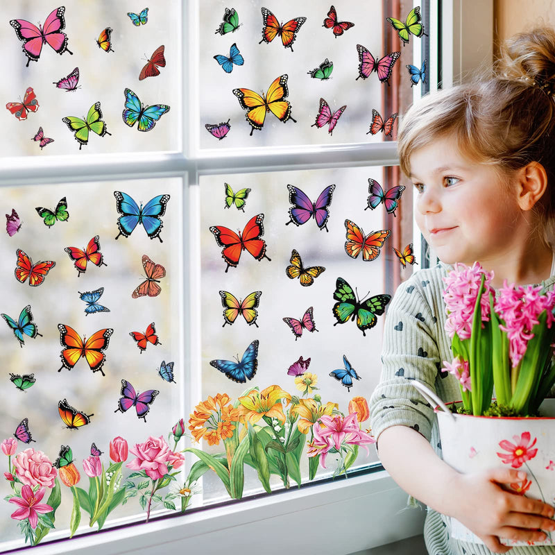Whaline 9 Sheets Colorful Butterfly Window Clings Double-Sided Anti-Collision Window Decals to Prevent Bird Strikes on Window Glass Non-Adhesive Static Butterfly Cling Stickers for Home Window Glass - NewNest Australia