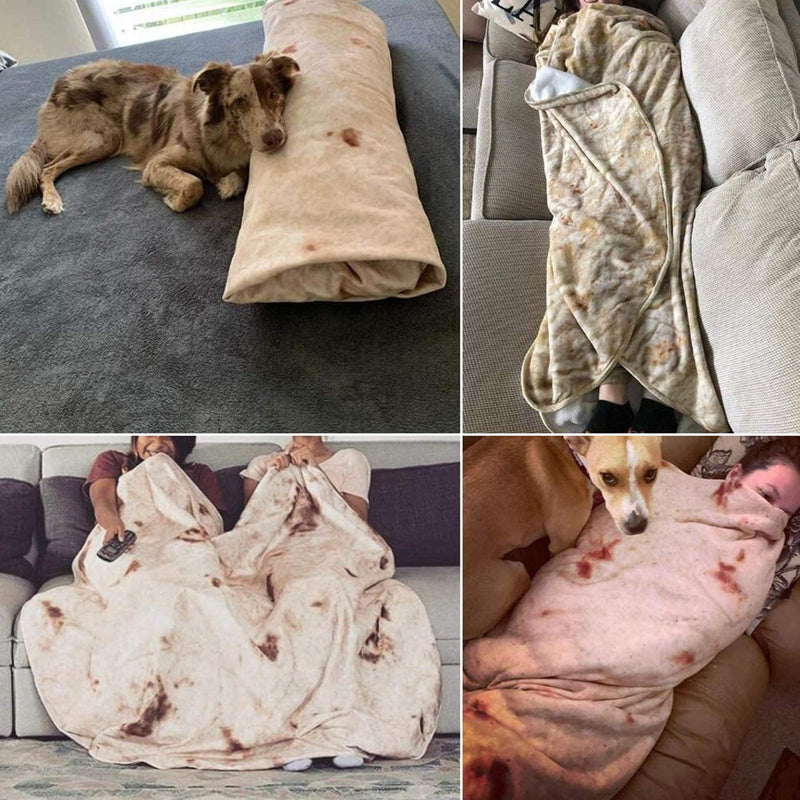 NewNest Australia - Burrito Tortilla Blanket,Perfectly Round Novelty Blanket to be a Giant Human Burrito,Throw Food Creation Wrap Blanket for Bed/Sofa/Picnic/Beach/Travel/Office/Aircraft Burrito 72inches 