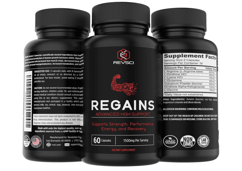 HGH Supplements for Men - Regains Naturally Stimulate Human Growth Hormone for Men - HGH for Men, Muscle Building, Muscle Growth Supplements for Men & Women, Amino Acid & Bovine Colostrum, 60 Capsules 60 Count (Pack of 1) - NewNest Australia
