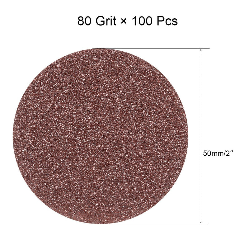 uxcell 100Pcs 2 Inch Hook and Loop Sanding Disc 80 Grits Flocking Sandpaper for Random Orbit Sander Brown - NewNest Australia