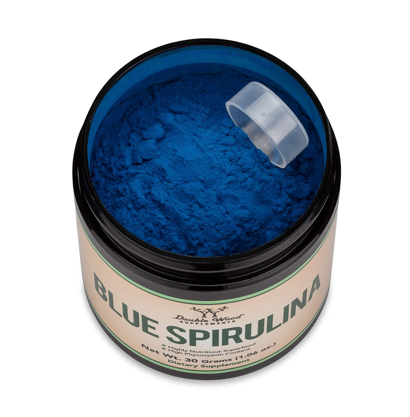 Blue Spirulina Powder - Maximum 35% Phycocyanin Content, Superfood from Blue-Green Algae, Mixes into Smoothies and Protein Drinks, Natural Food Coloring (One Month Supply) by Double Wood Supplements - NewNest Australia