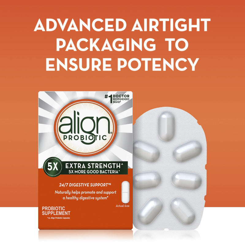 Align Probiotic Extra Strength, #1 Doctor Recommended Brand, 5X more good bacteria to Help support a healthy digestive system, 21 Capsules Extra Strength Probiotic - 21 Capsules - NewNest Australia