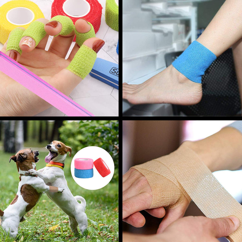 Noverlife 12 Colors Non-wonven Self Adhesive Bandage Wrap for Finger Guard Nail Protector, 2.5cm x 4.5m / 1" x 5yd Waterproof Cohesive Elastic Tape Sports Fixing Band Stretch Wrap - NewNest Australia