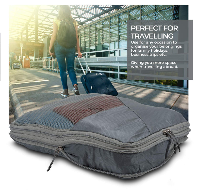 Highlander Compakta Compression Packing Cubes Organiser (Set of 3) - Lightweight Luggage Suitcase Travel Pouches Bag Safe Storage – Great for Clothes, Accessories, Cosmetics and Toiletries - NewNest Australia