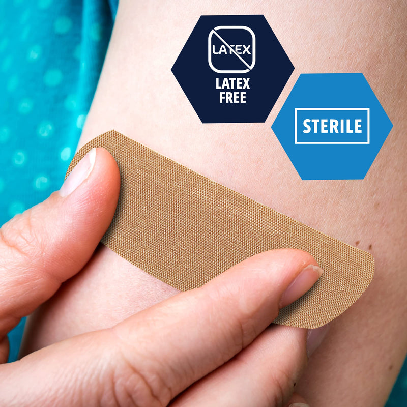 Medpride Sterile Fabric Adhesive Bandages [100 Count]- First Aid Bandages Coated with Hypoallergenic Adhesive & Non-Stick Pad- Latex-Rubber Free Wound Care Bandages- Individual Wrapped- 1”x 3'' 1'' x 3'' - 100 Count - NewNest Australia