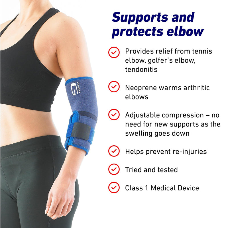 Neo-G Elbow Support - for Epicondylitis, Tennis Golfers Elbow, Sprains, Strain Injuries, Tendonitis, Arthritis, Recovery, Sports - Adjustable Compression - Class 1 Medical Device - NewNest Australia