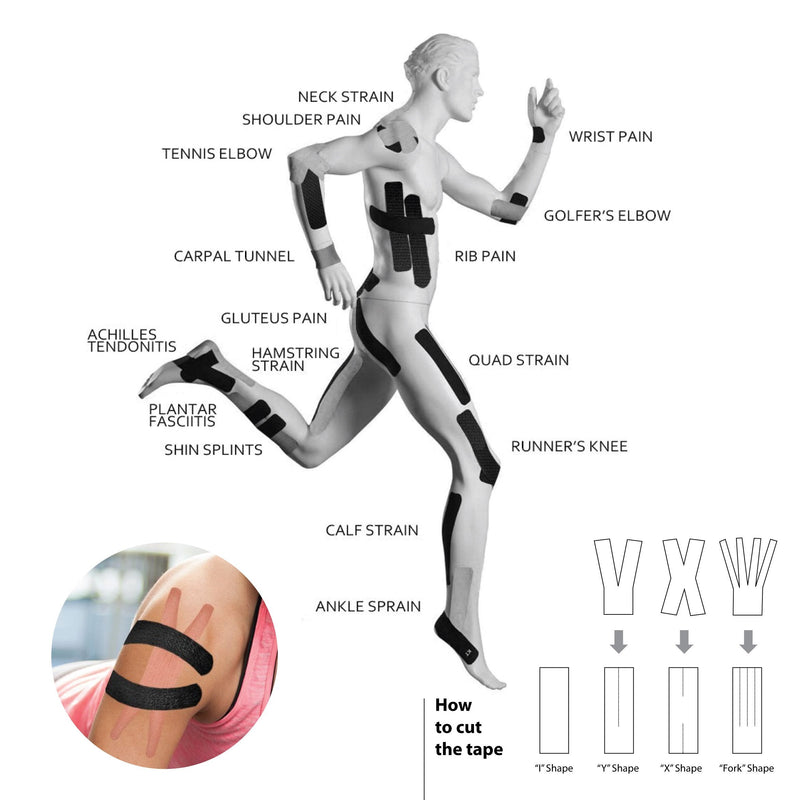 3-Pack Kinesiology Tape Pro Athletic Sports. Knee, Ankle, Muscle, Kinetic Sport Dynamic, Physical Therapy. Strong-Rock Breathable h2o Resist Cotton.Roll,pre-Cut 10 in Strip - Beige - NewNest Australia