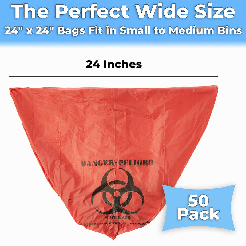 No Leak, Hospital Grade Biohazard Waste Bags 50 Pk. 10 Gallon, 24" Red Trash Liner With Hazard Symbol For Infectious Waste Disposal. Best Small Lab Can Liners for Labeling Biohazardous Trash Safely 50 Count (Pack of 1) - NewNest Australia