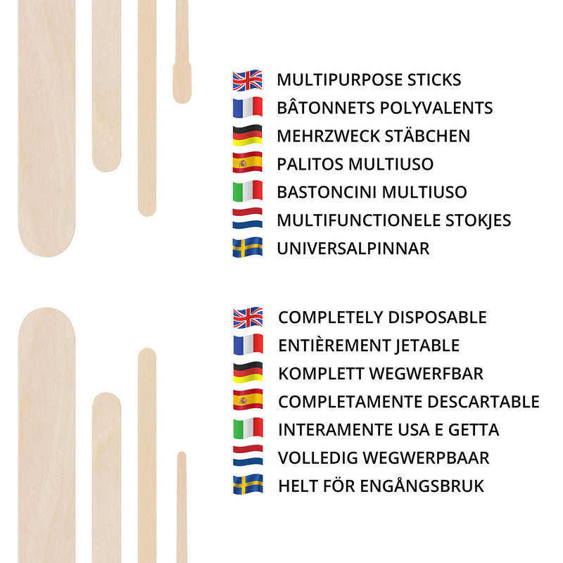 Belle Vous Various Wooden Spatulas Waxing (Pack Of 500) - Disposable Cosmetic Spatulas For Hair Removal - Wooden Sticks Small, Medium And Large For Waxing & Hair Removal On Eyebrows, Face, Body, Legs - NewNest Australia