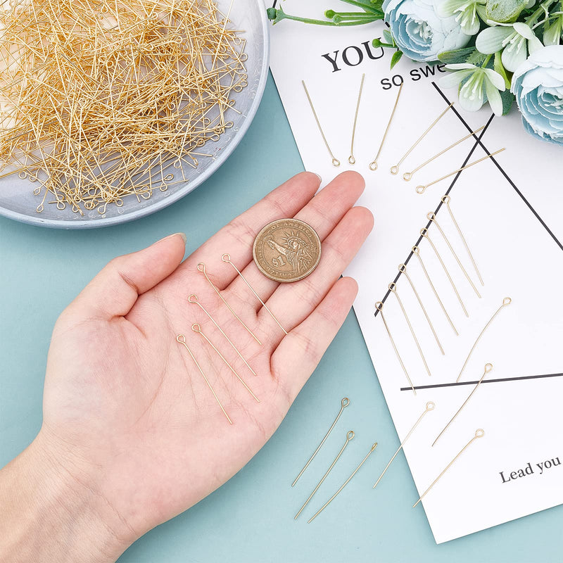 UNICRAFTABLE 500pcs Golden 304 Stainless Steel Eyepins 40mm Open Eye Pins Head Pin Jewelry Making Findings DIY Components for Beads Making Connector 40x3mm Hole 2mm Pin 0.6mm - NewNest Australia