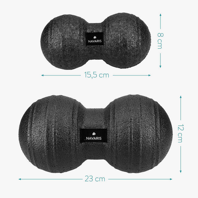 Navaris 2X Peanut Duo Ball - in 2 Sizes Duo Ball Fascia Ball Set - Trigger Point Ball - Fascia Balls - Black - NewNest Australia