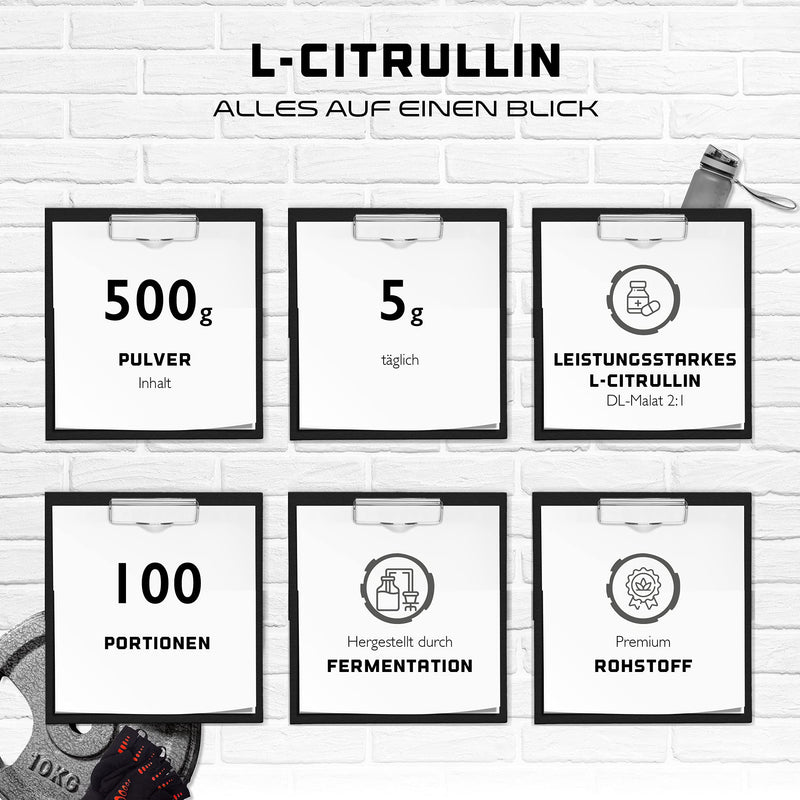 L-Citrulline Powder - 500 G - L-Citrulline Dl Malate 2:1 - Optimal Solubility - Vegan - Laboratory Tested & No Additives - Made From Vegetable Fermentation - Premium Citruline Malate Amino Acid - NewNest Australia