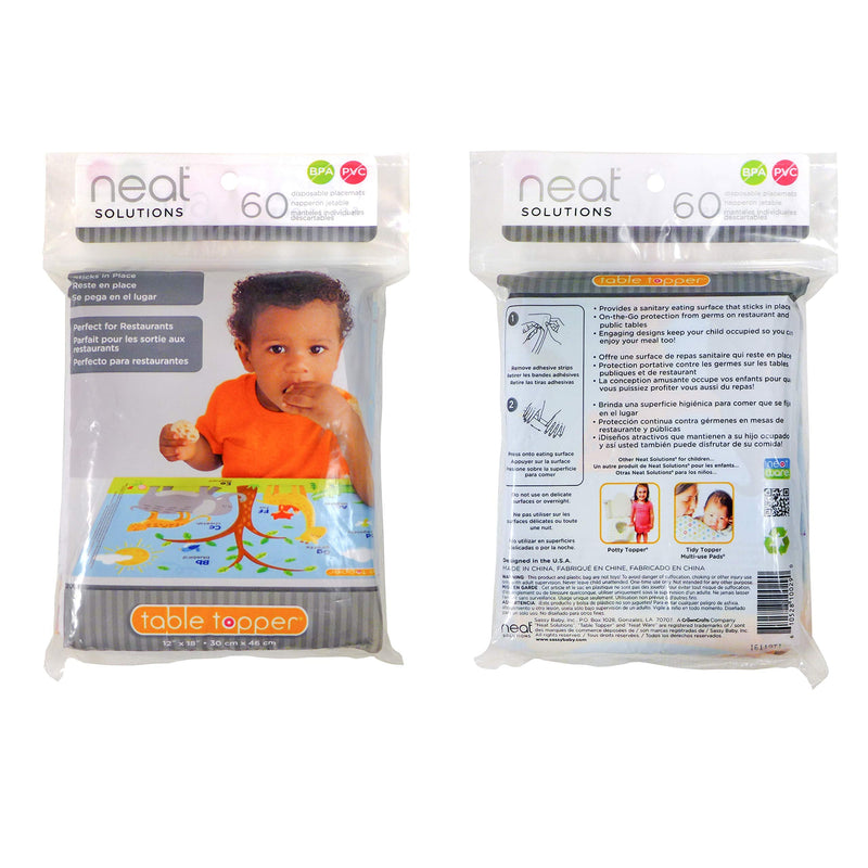 Neat Solutions Table Topper Disposable Stick-on Placemats in Reusable Package, Gender Neutral, 12" x 18", 60 Count (Pack of 1) (Styles May Vary) - NewNest Australia