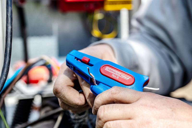 WEICON Wire Stripper No. 5 | Wire Stripper Adjustable 24-10 AWG ( 0.2-6.0 mm²) | Wire Stripping Pliers with Side Cutter up to 2.0 mm | Stripping of Round Cables |TÜV | Blue/red | 100 (51000005) - NewNest Australia