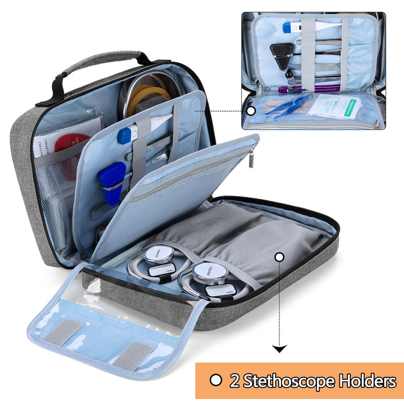Damero Carrying Case for 2 Stethoscopes, Portable Stethoscope Case Compatible with 3M Littmann/ADC/Omron Stethoscope and Nurse Accessories, Grey - NewNest Australia
