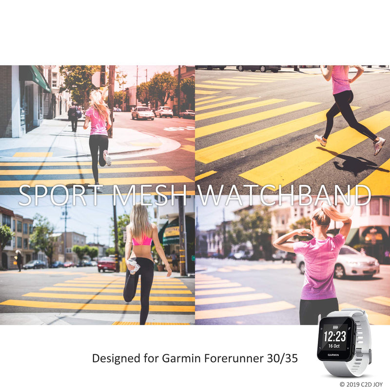 C2D JOY Compatible with Garmin Forerunner 35 Watch Band Replacement (Adapter, Screws and Screwdriver) Sport Mesh Strap Nylon Weave Garmin 35 Running Watch Accessories Watchband - 10#, S/5.0-7.0 in. (10#) Dark Black Small (Fits 5.0"-7.0" wrists) - NewNest Australia