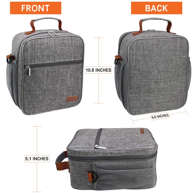 NewNest Australia - buways Lunch Box, Insulated Lunch Bag for Men, Adults, Women, Durable & Spacious Lunchbox for Work, Picnic, Hiking - 25% LARGER Greater Storage (Grey) Gray 