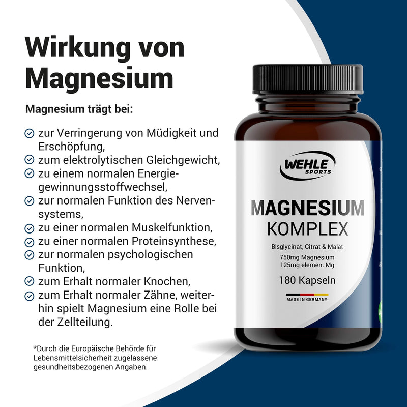 Magnesium complex 375mg elemental magnesium per daily dose. Magnesium bisglycinate Magnesium citrate Magnesium malate, high dose, vegan (180 capsules) 180 capsules - NewNest Australia