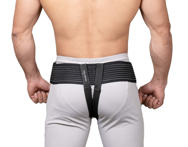 Wonder Care - Black Inguinal Hernia Support Truss for Double Inguinal or Sports Hernia with Two Removable Compression Pads & Adjustable Groin Straps Surgery & Injury Recover A107 (XXL (46-50 inches)) - NewNest Australia