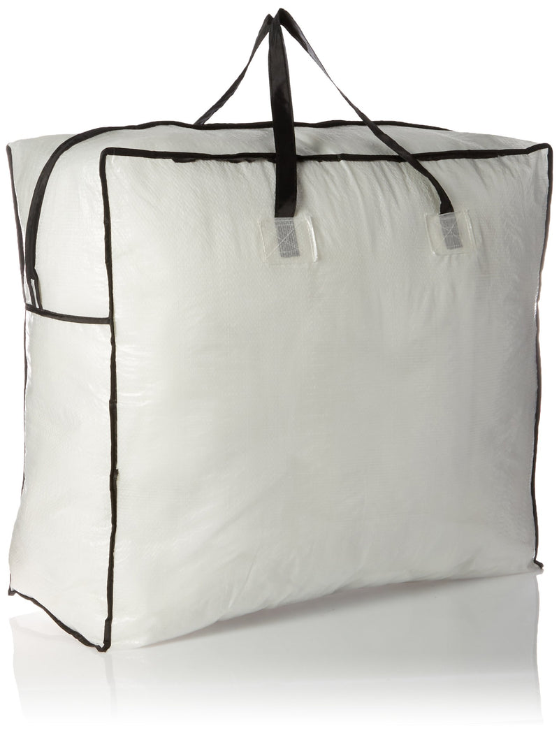 NewNest Australia - Household Essentials 2622 MightyStor Large Storage Bag with Handles | Clothing and Linen Storage Bag | White Tarp with Black Trim 