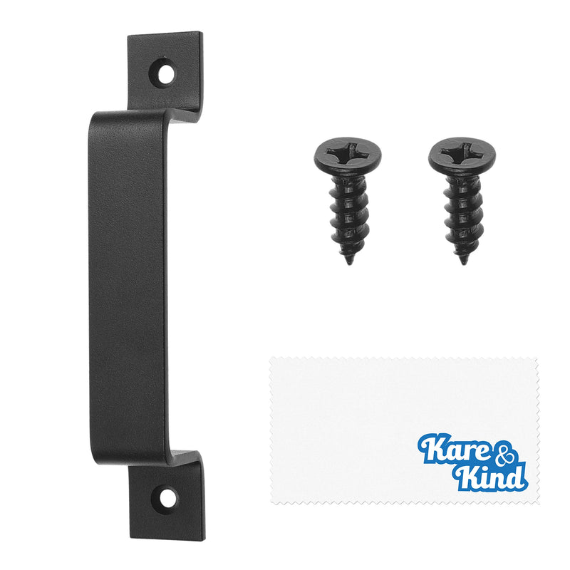 Kare & Kind 1x Barn Door Handle (Black) - 7.48-inch Steel with Smooth Edges - Rustic Door Pull for Barn Doors, Sheds, Garages, Gates - Tapping Screws Included - NewNest Australia