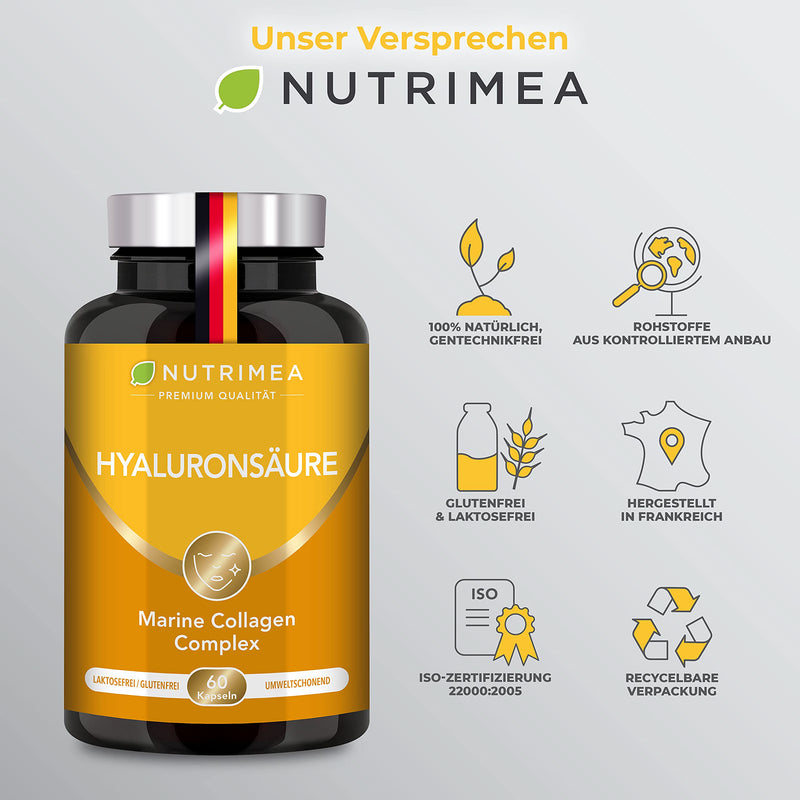Hyaluronic Acid Capsules High Dose 400 Mg Marine Collagen Enriched With Vitamin C + Vitamin A - N¬∞ 1 From France - Premium Hyaluronic For Skin, Joints Anti-Ageing - NewNest Australia