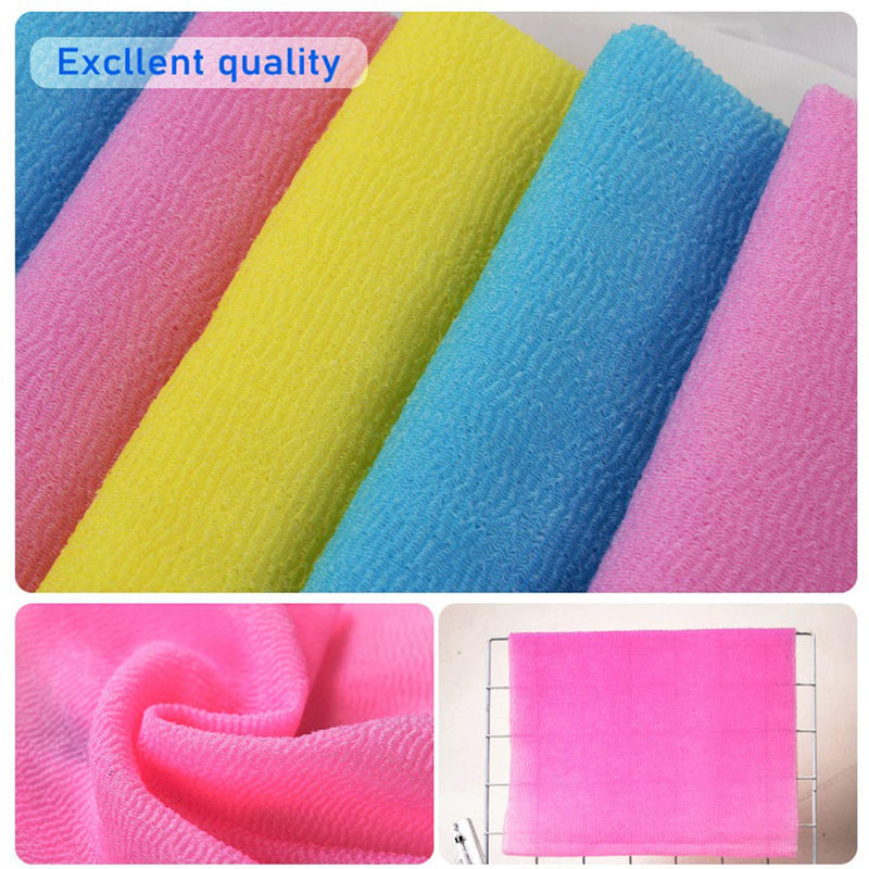 Exfoliating Washcloth Towel Japanese Washcloth Nylon Bath Wash Towel Korean Exfoliating Towel Beauty Washcloth Sponge Loofah Body Scrub Back Scrubber for Shower Cloth 3 Pack by ARCH&M (Blue x 3) Blue x 3 - NewNest Australia
