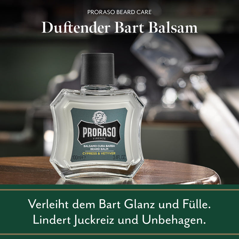 Proraso Beard Balm, Cypress & Vetyver, 100 ml, scented beard balm protects and nourishes the beard and helps relieve itching and irritation, Made in Italy - NewNest Australia