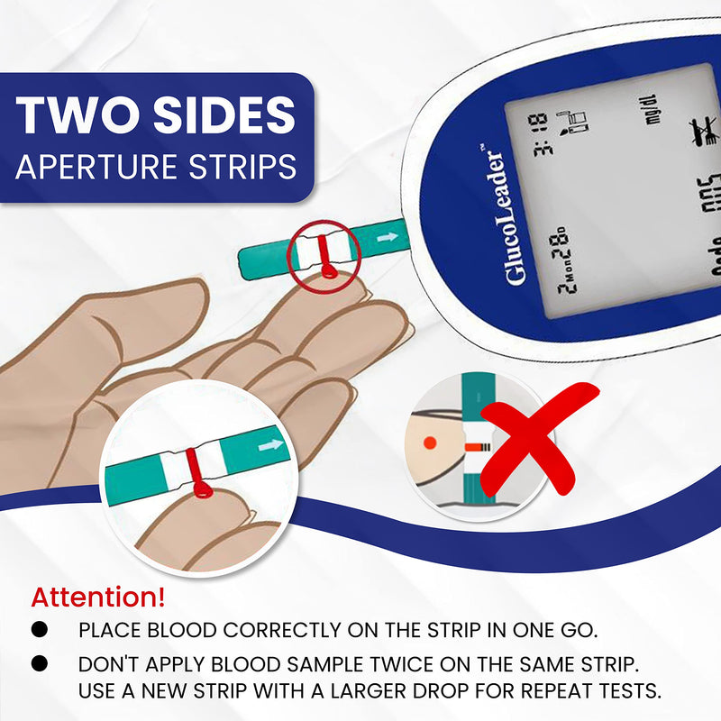 Glucoleader Enhance Diabetes Test Strips X 50 and Lancets X 50 - Blood Glucose Test Strips for Diabetes Testing Kit - Only Strips Without Meter - Made in Taiwan 50 Strips & 50 Lancets - NewNest Australia