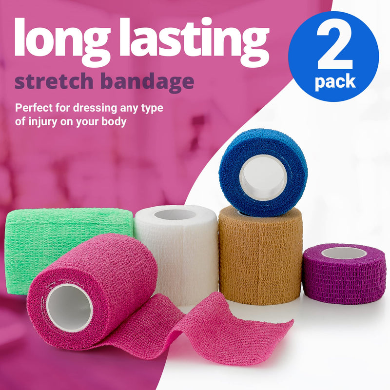 Self Adhesive Cohesive Tape Rolls - Pack Of 12-2.5 Cm, 2 Inch, 3 Inch X 1.5 M Self Adhesive Bandage Rolls And Sports Bandage For Ankle, Wrist, Sprains And Swelling - NewNest Australia