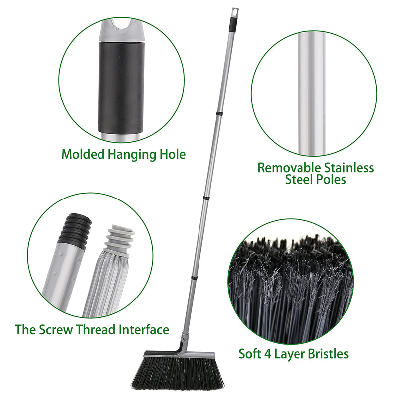 Outdoor/Indoor Broom for Floor Cleaning with 58 inch Long Handle, Angle Brooms Heavy Duty for Home Garage Kitchen Office Courtyard Lobby Lawn Concrete - NewNest Australia
