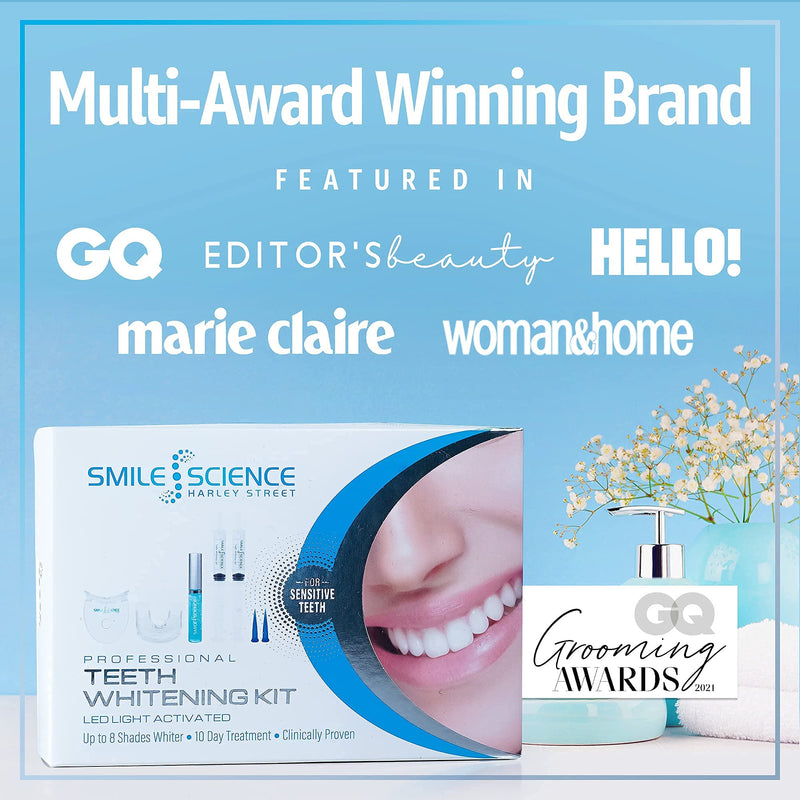 Smile Science Harley Street - Professional Teeth Whitening Kit - Includes Two-Part Intensive Stain Removal - Upto 8 Shades Whiter - for Sensitive Teeth - Rapid Results - 100% Enamel Safe - Vegan - NewNest Australia