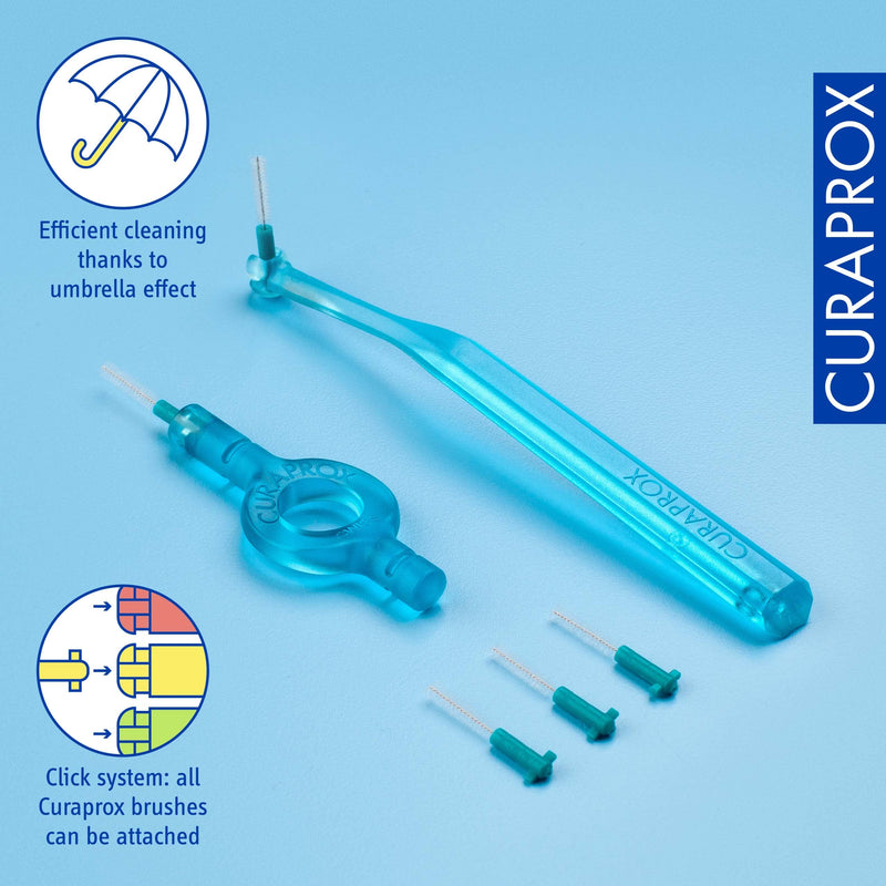 Curaprox interdental brush set CPS 06 prime start, starter set with 5 brushes, 2 different holders, turquoise, 0.6 mm diameter, 2.2 mm effectiveness 1 piece (pack of 1) - NewNest Australia