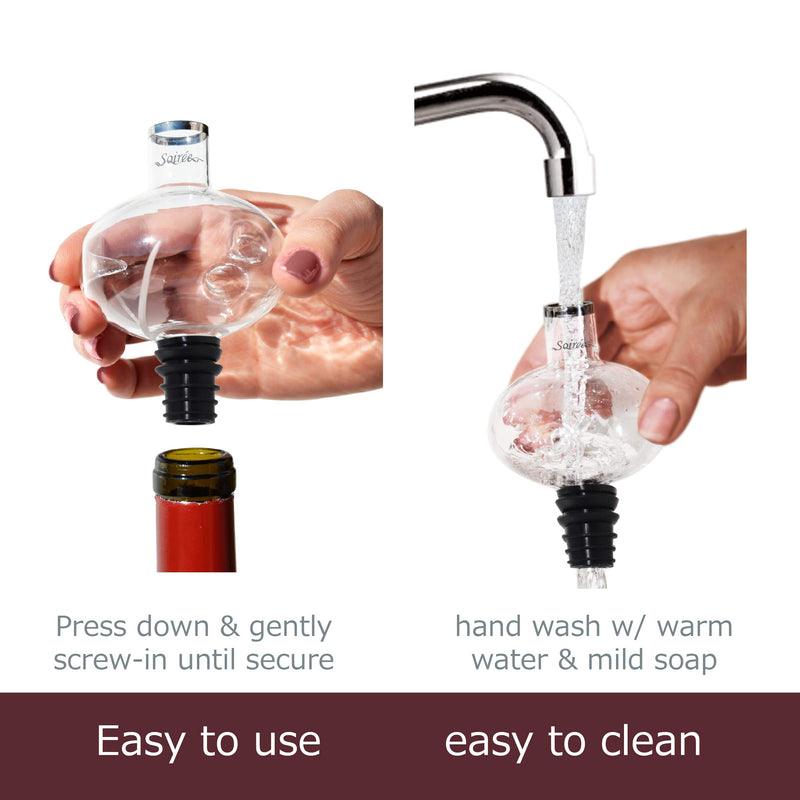 NewNest Australia - Soireehome - In Bottle Wine Aerator - Makes Your Wine Taste Better Made of Glass This Gourmet Decanter Clear Fits All Wine Bottles & Works On Red or White Wine One 