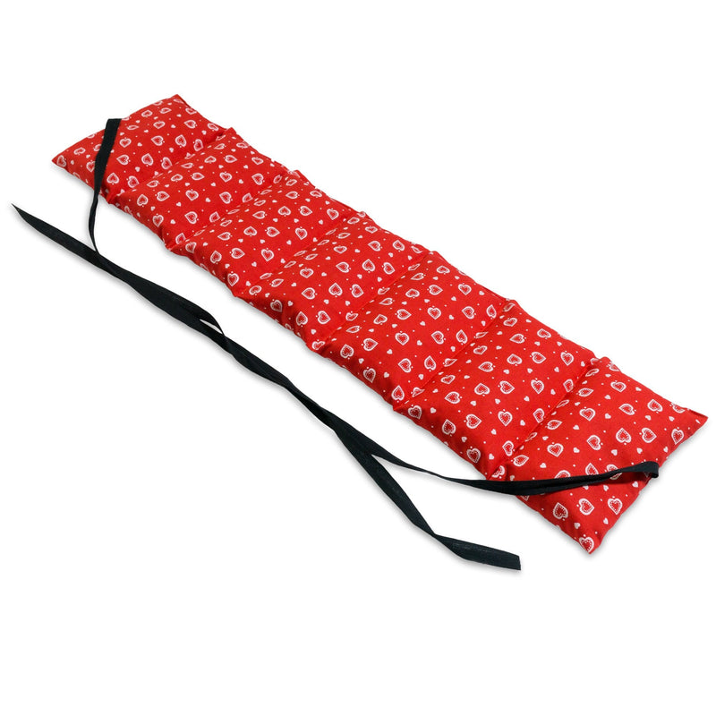 Cherry stone pillow 7-chamber with ribbon to tie around. Heat cushion, grain cushion (65x15cm, red hearts, cherry stones) - NewNest Australia