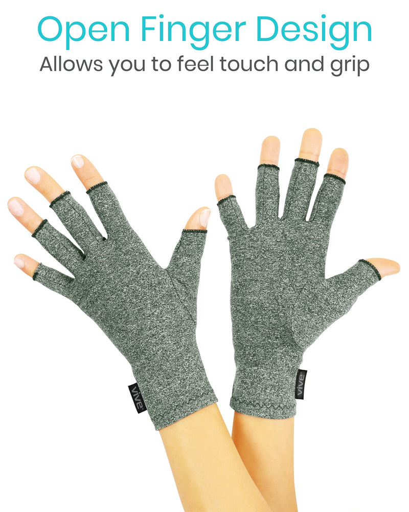Vive Arthritis Gloves - Men, Women Rheumatoid Compression Hand Glove for Osteoarthritis- Arthritic Joint Pain Relief - Carpal Tunnel Wrist Support - Open Finger, Fingerless Thumb for Computer Typing X-Small (1 Pair) - NewNest Australia