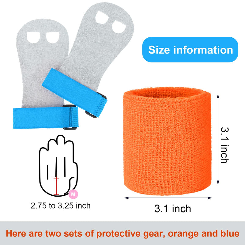 2 Gymnastics Grips Wristbands Sets for Girls Kids Youth, Bar Grips Palm Protection and Wrist Support Sports Accessories for Kettlebells, Weightlifting Tennis, Workout and Exercise Orange, Blue - NewNest Australia