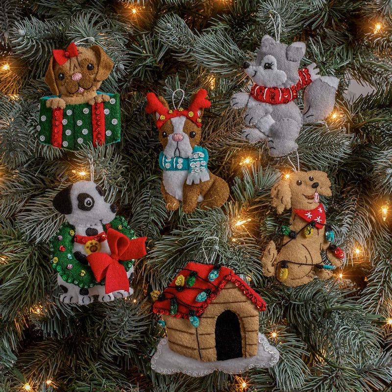 Bucilla, Christmas Dogs, Felt Applique Ornament Kit, Set of 6 - NewNest Australia