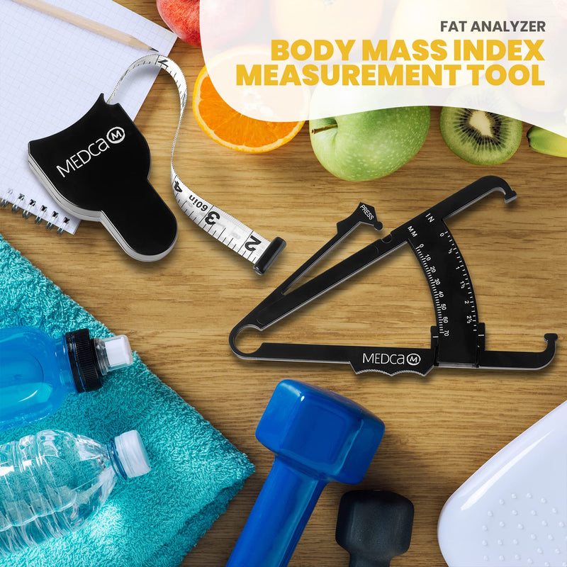 Body Fat Caliper and Measuring Tape for Body - Skinfold Calipers and Body Fat Tape Measure Tool for Accurately Measuring BMI Skin Fold Fitness and Weight-Loss, (Black) - NewNest Australia