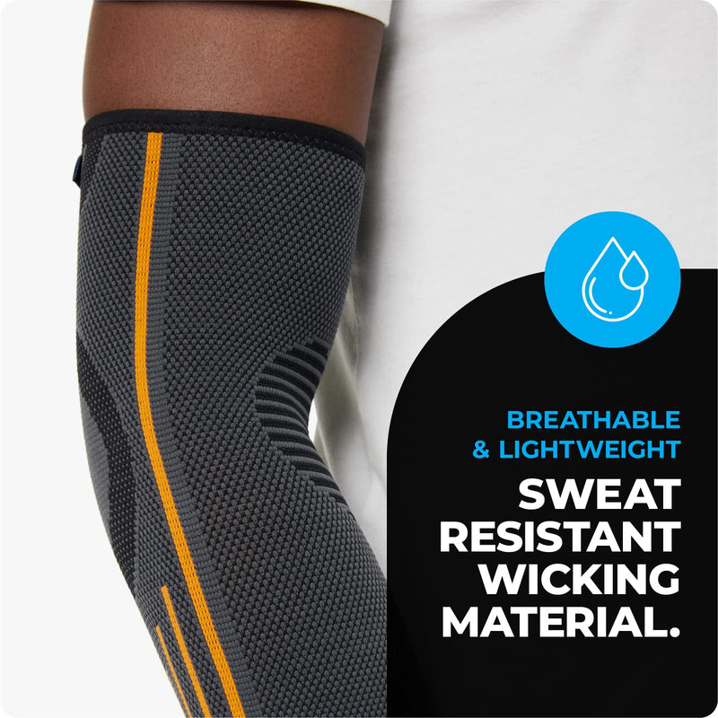 VITTO Elbow Support for Men & Women - Compression Sleeve for Tendonitis, Arthritis, Injury - Tennis Elbow Support Strap, Golfers Elbow Support, Elbow Sleeves for Weightlifting (L, Grey, Single) L 1 - NewNest Australia