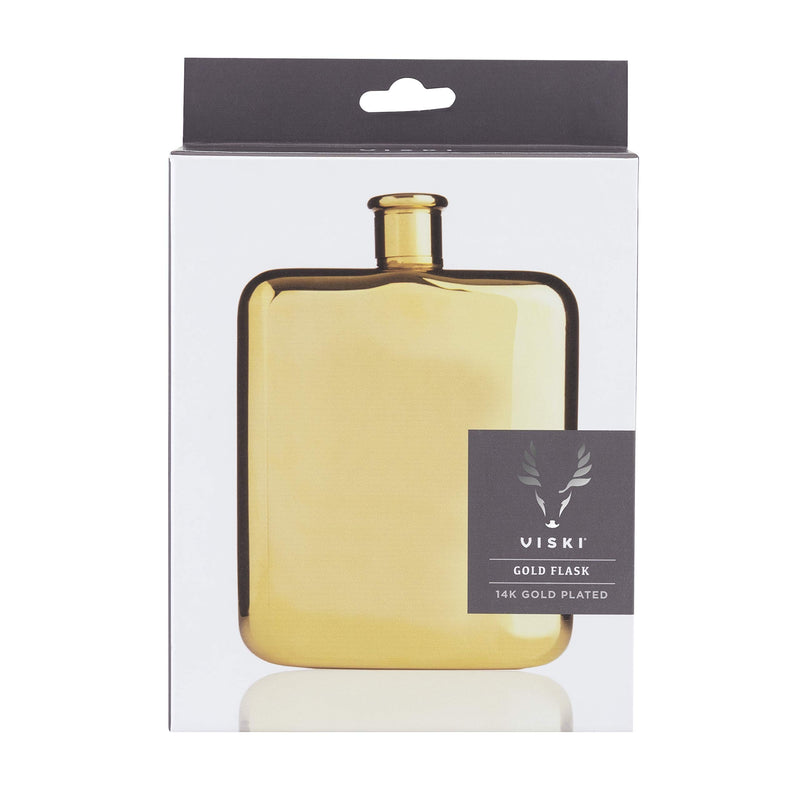 NewNest Australia - Viski Belmont Plated Flask, 6 oz, Gold 