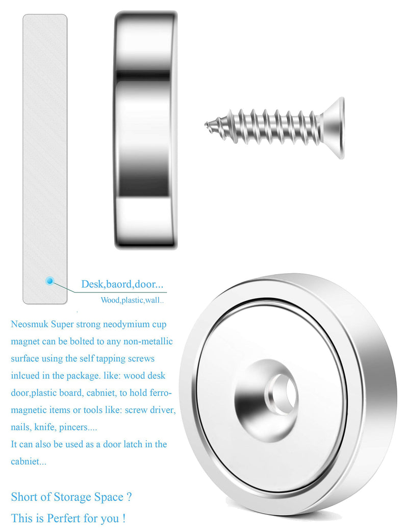 Neosmuk Magnets, 100lb+ Super Strong Round Magnet with Hole in The Center for Mounting, Heavy Duty Neodymium Cup Magnet with Screw for Wall, Rare Earth Magnets Round Base Disc Magnet 6 - NewNest Australia