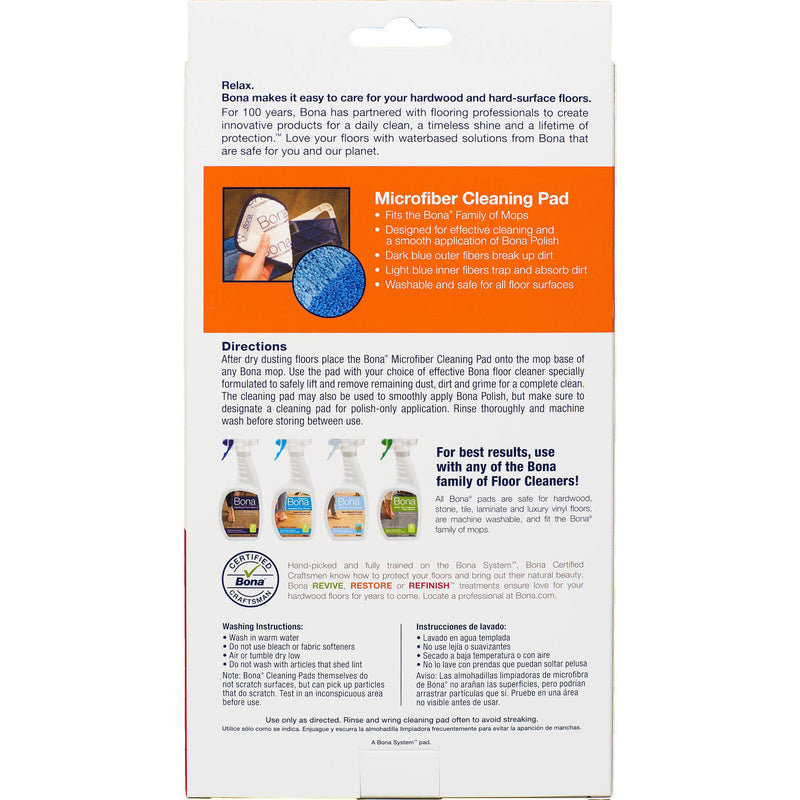 Bona Microfiber Cleaning Pad, for Hardwood and Hard-Surface Floors, fits Bona Family of Mops, 1 Pack - NewNest Australia