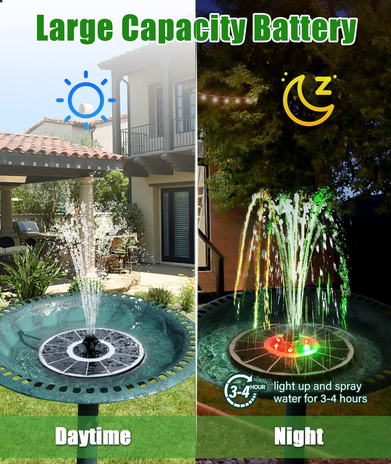 SZMP Solar Fountain Upgraded 100% Glass Panel, 3.5W Solar Powered Fountain Pump with 7 Nozzle & 4 Fixer, Solar Bird Bath Fountain with Battery for Garden, Pond, Pool, Fish Tank, Outdoor (Colorful) Colorful Led Lights - NewNest Australia