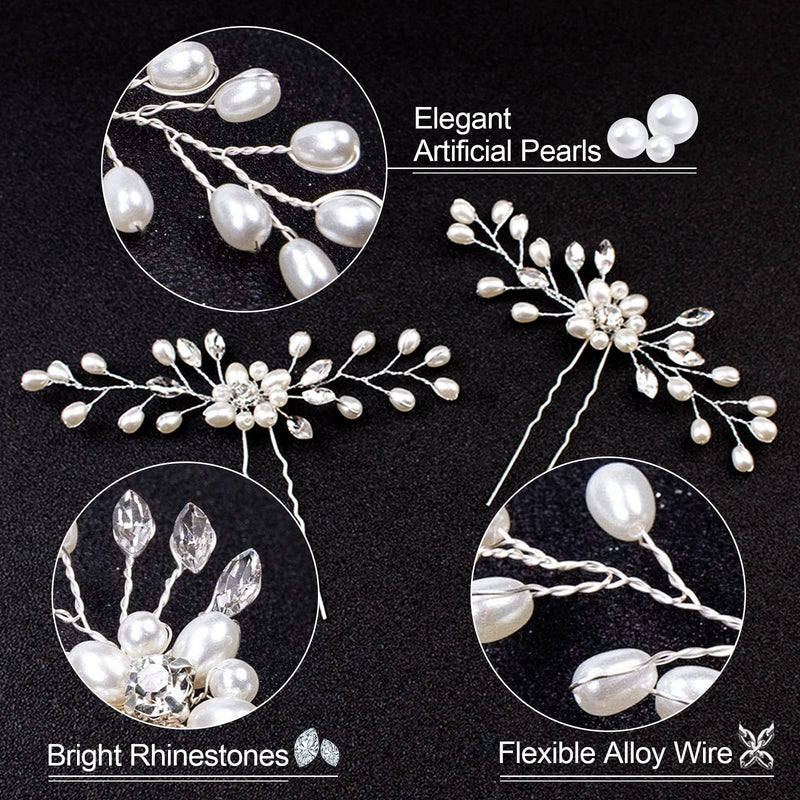 TSHAOUN 5 Pcs Bridal Hair Pins, Fashion Retro Elegant Ladies Pearl Hair Accessories for Wedding, Wedding Bridal Jewelry Bridal Hair Accessories Headpiece Wedding Accessories for Brides Women (5Pcs) 5Pcs - NewNest Australia