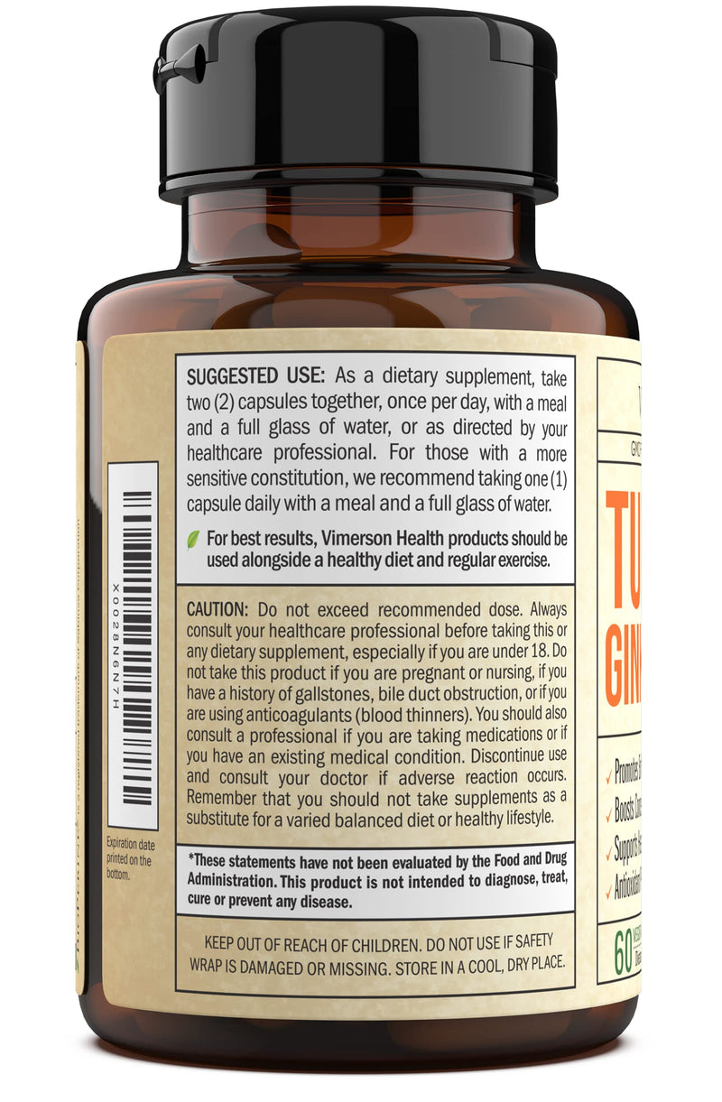 Turmeric Curcumin & Ginkgo Biloba with BioPerine - Herbal Supplement That Supports Focus, Memory, Brain Function, Mental Alertness, Concentration & Healthy Joint Support. 60 Vegan Capsules for Adults - NewNest Australia