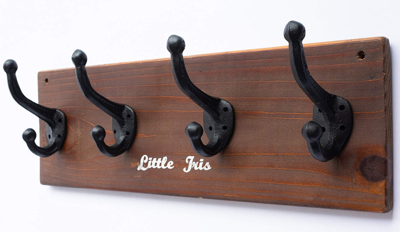 NewNest Australia - Rustic Hooks, Black Cast Iron Wall Hooks (Set of 4), Modern Farmhouse Decor, Matching Screws Included - Easy to Install. Sturdy and Heavy Coat Hooks Hardware, Decorative Hooks, Farmhouse Hooks, etc. 