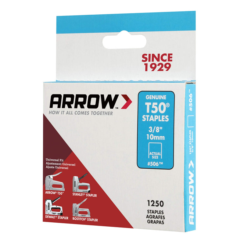 Arrow 506 Genuine T50 3/8-Inch Staples, 1250-Pack 3/8" - NewNest Australia