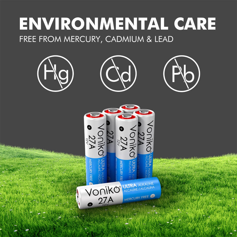 VONIKO 27A 12V Alkaline Battery Pack of 6 - Long Lasting 12 Volt A27 Battery for Remote and Doorbells - NewNest Australia